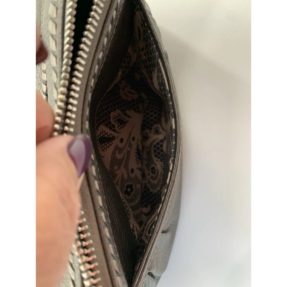 BRIGHTON‎ Masterpiece Mon Amie Shoulder Bag Metallic Pewter Leather NIB Duster